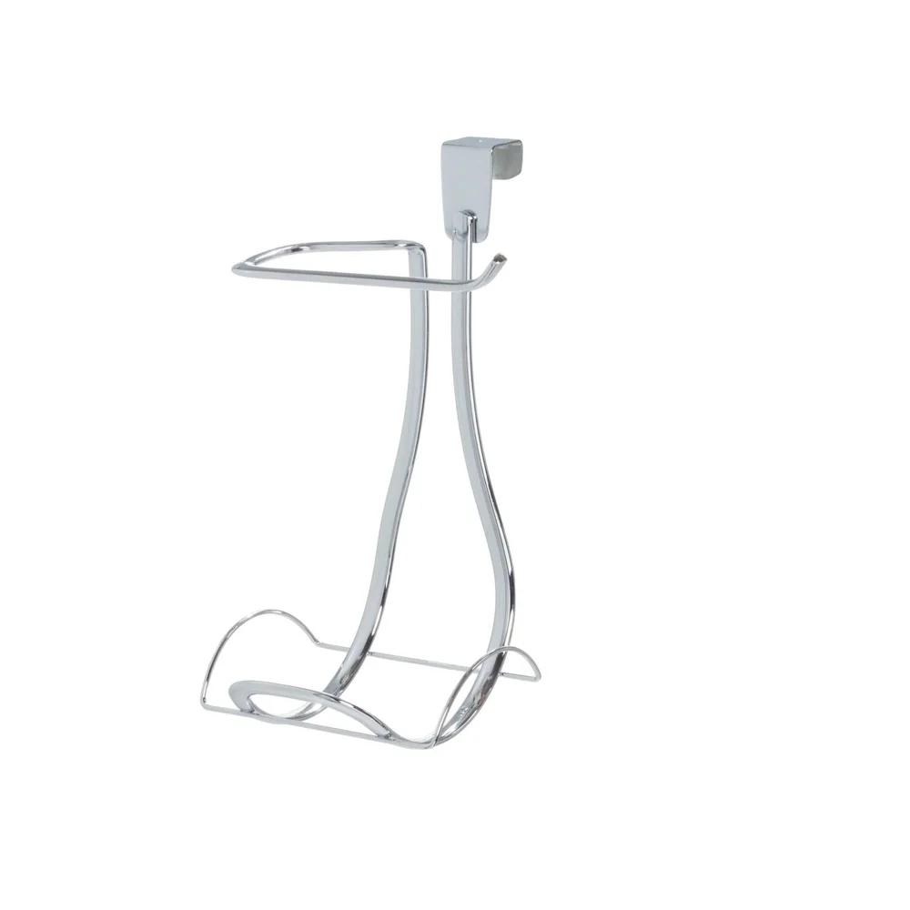Навесной держатель для туалетной бумаги, хром, компактный дизайн, место для хранения дополнительного рулона, установка без сверления, прочная сталь