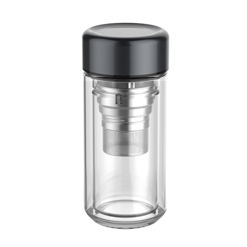 Двухслойная стеклянная чашка для чая для мужчин и женщин, портативная чашка для разделения чая с крышкой, чашка для воды