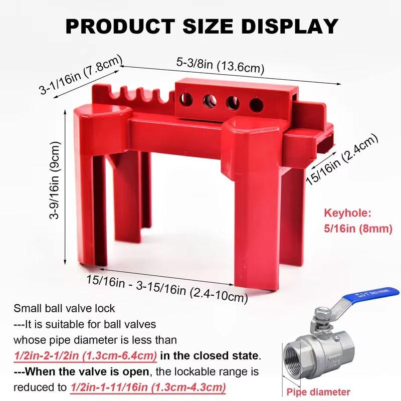 Adjustable Ball Valve Lockout with Safety Padlock 1 Set Industrial Handle Lock for Water Spigot Outdoor Plumbing Safety Thread Lock3