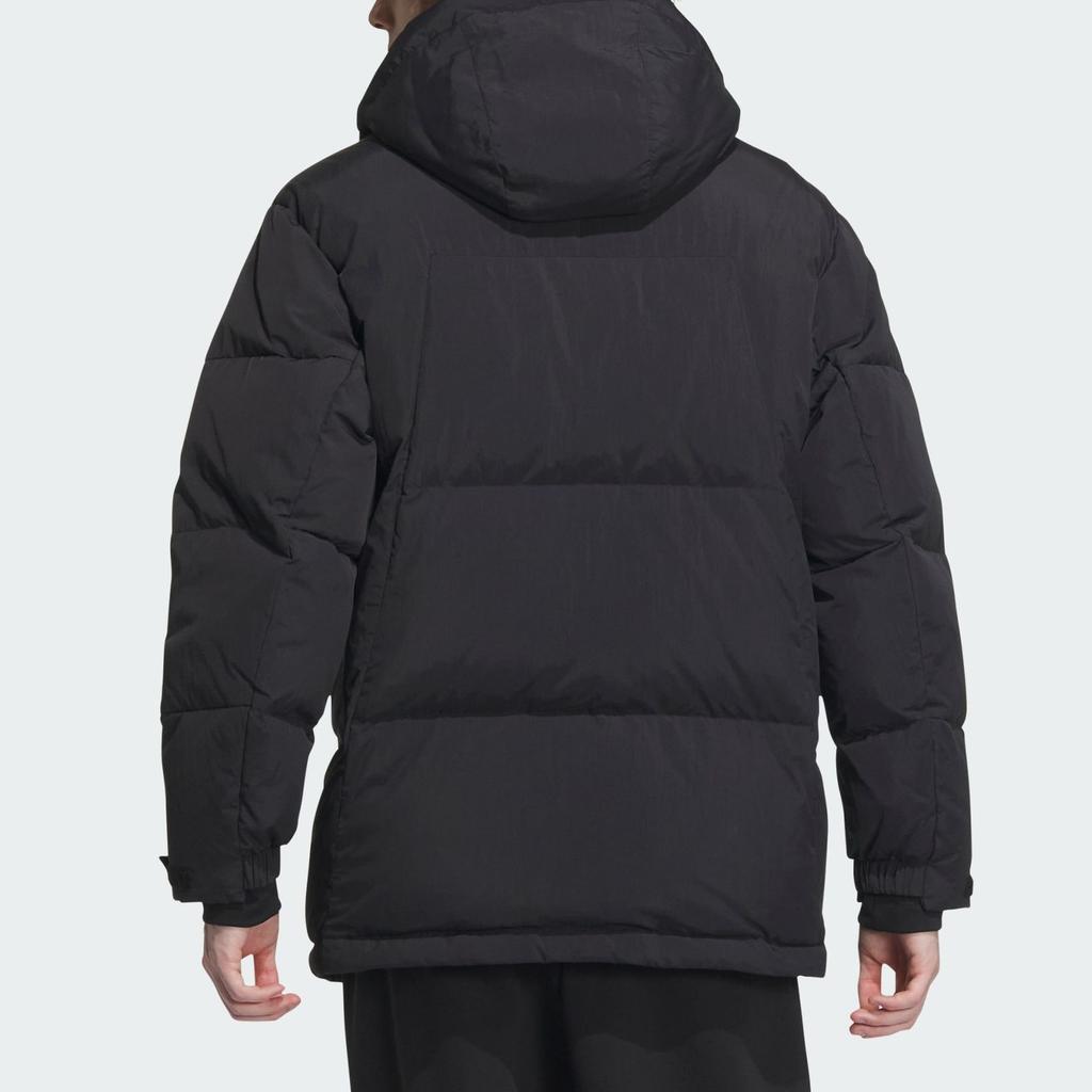 Adidas 650 Fill Solid Color Sports Casual Hooded Down Jacket Men Jacket Black Gray IU2682