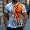 Мужская футболка с геометрическим узором, футболка с коротким рукавом, 3D-принт, рубашка с круглым вырезом, дизайнерская, повседневная, праздничная, оранжевая, летняя одежда