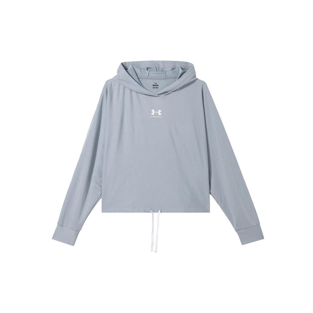 Under Armour Rival Solid Logo Loose Long Sleeve Hoodie Women Hoodie Harbor-Blue 1376992-465