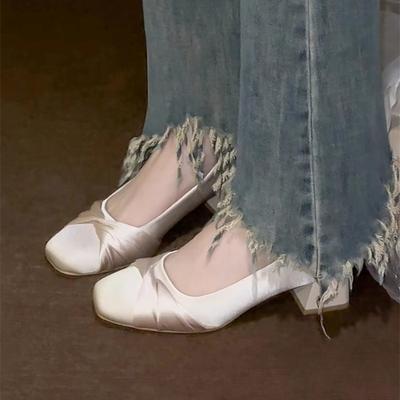 Модная женская весна новый стиль модный квадратный носок дизайнерские туфли-лодочки для улицы удобные с мелким вырезом на высоком каблуке большого размера