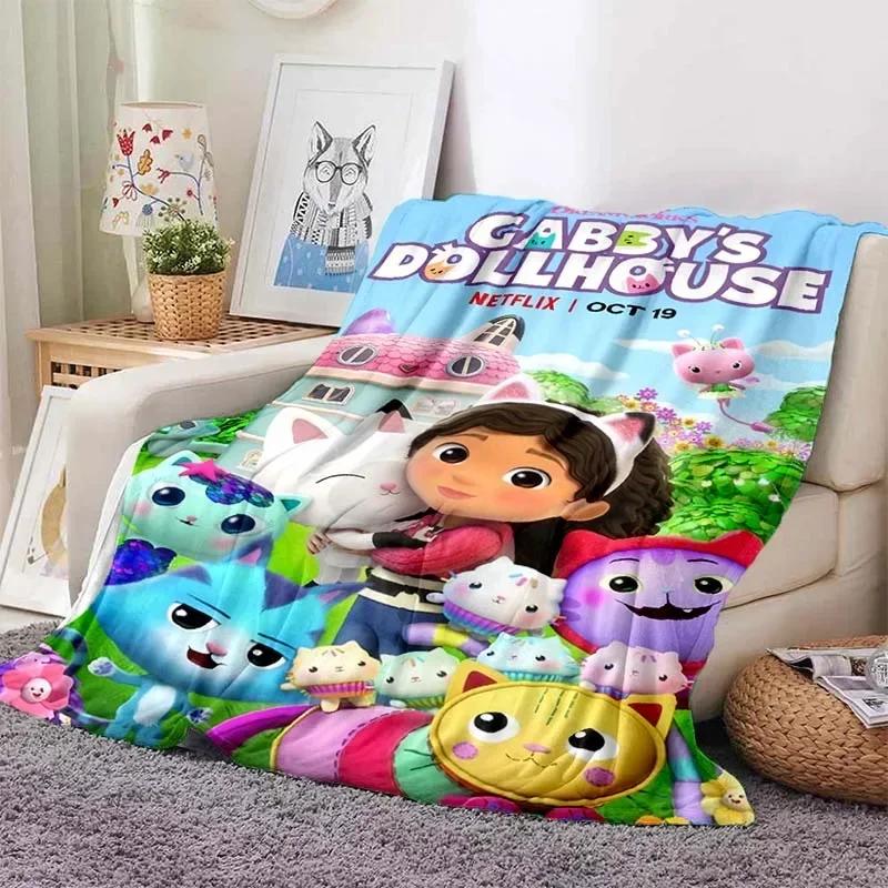 Kawaii Gabby Home Мультяшный принтованный плед для пикника Теплое фланелевое мягкое и удобное домашнее путешествие подарок на день рождения