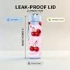 1PC Red Cluster Cherry Fruit Print 750ml Color Plastic Sports Water Bottle Leakproof Flip Straw Lid Suitable for Sports Office Home Use