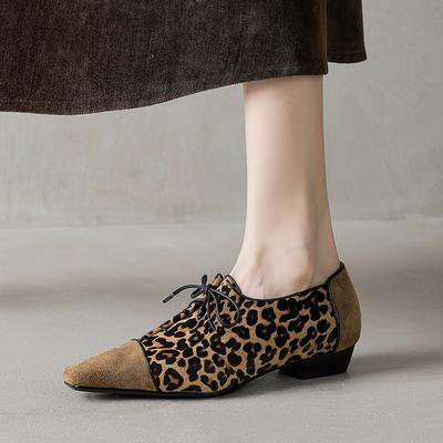 Мода 2025 Женские туфли на низком каблуке на шнуровке Женские качественные туфли Мэри Джейн из конского волоса с квадратным носком Лоферы Модная весенняя повседневная обувь Женские балетки