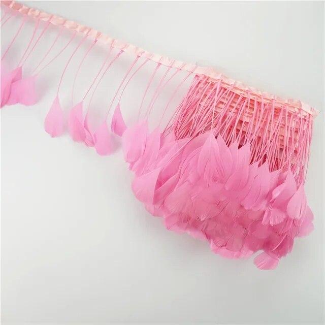 2Meters Goose Feather Trim Ribbon Tape Crafts Fringe Tassel Feathers Artificial Decorations Wedding Handicraft Accessories Decor