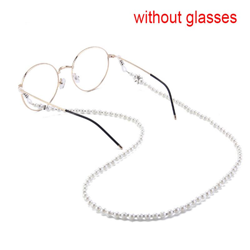 Жемчужный держатель для солнцезащитных очков, цепочка для очков для чтения, очки, шейный шнур, металлический ремешок