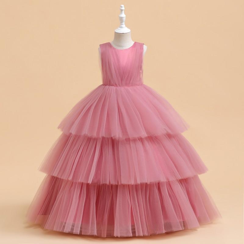 Girls Princess Tulle Cake Dress Kids Pageant Prom Gown 120-170cm