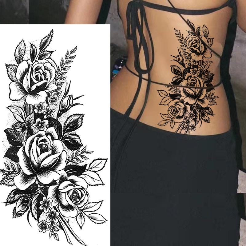 Dark Butterfly Sexy Waterproof Temporary Tattoo Sticker India Women Back Waist Flash Tatoo Girl Body Art Fake Tattoos Realistic