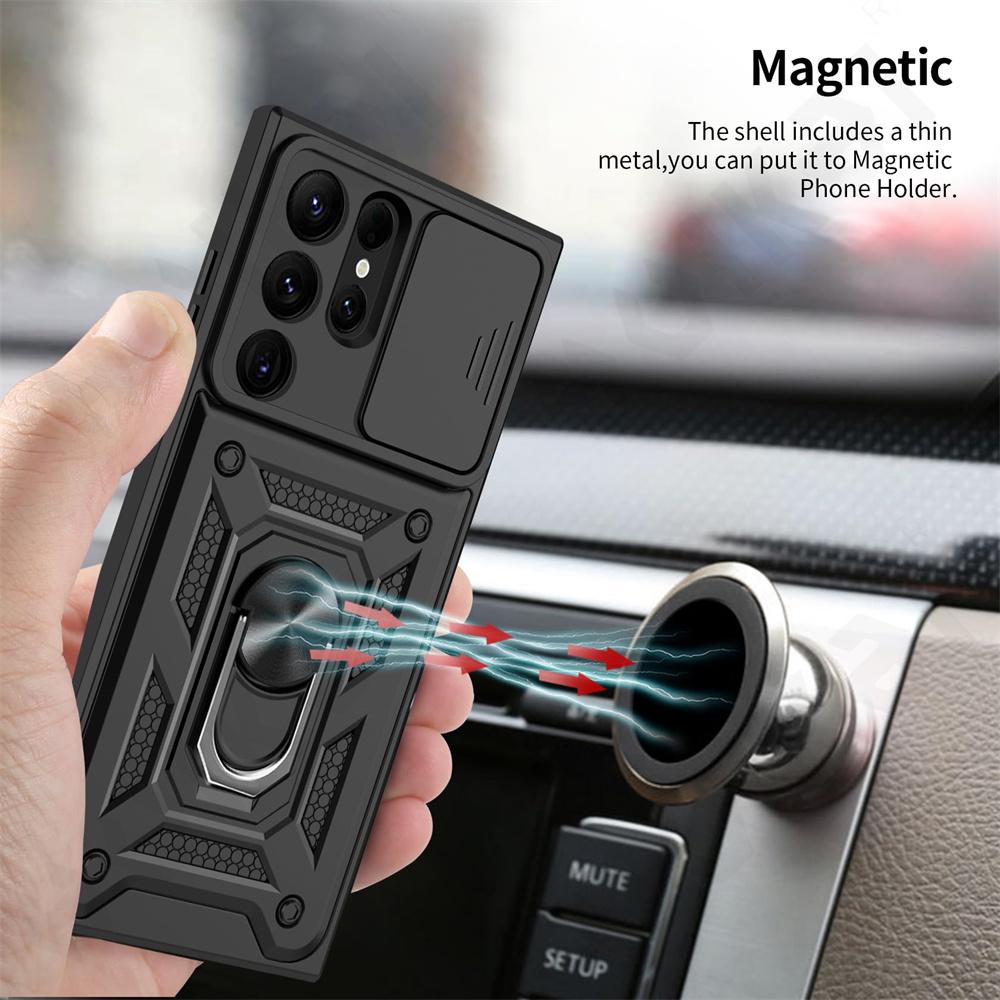 Чехол для Samsung S24 S23 S22 Ultra S21 S20 FE Galaxy A25 A35 A54 A14 5G, крышка объектива камеры, кольцо для телефона, подставка, броня, вращающаяся крышка