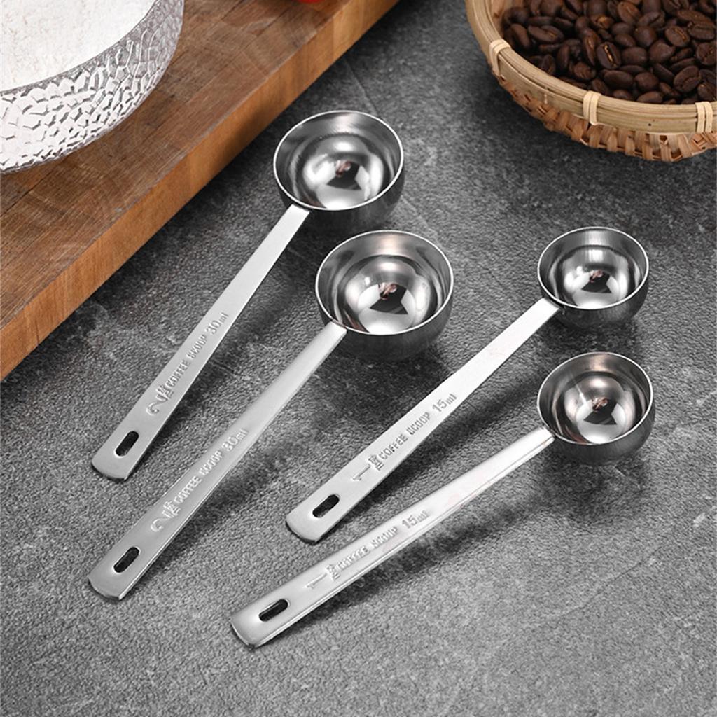 2PCS 304Stainless Steel Tablespoon Measuring Spoon with Long Handle Measuring Utensils for Grinding Coffee and Baking