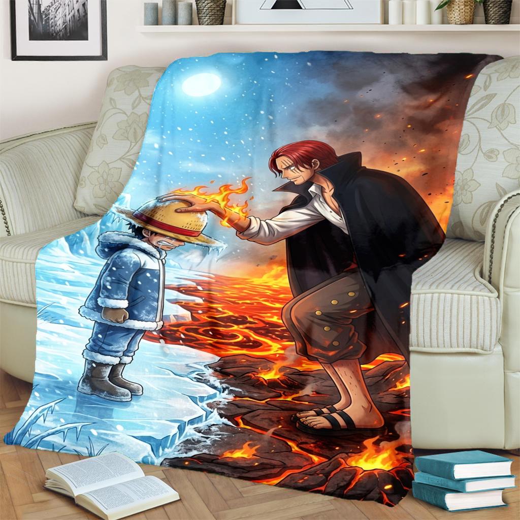 "ONE PIECE" Print Flannel Blanket Warm Comfortable for Bedrooms, Sofas, Beds, Chairs, Picnics, Travel