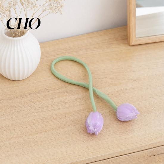 Macaron Color Curtain Ties 2Pcs Tulip Bud Ties, Decorative Tiebacks, Flower Tiebacks with Flowers Buds Soft Rope for Bedroom Curtains Patio