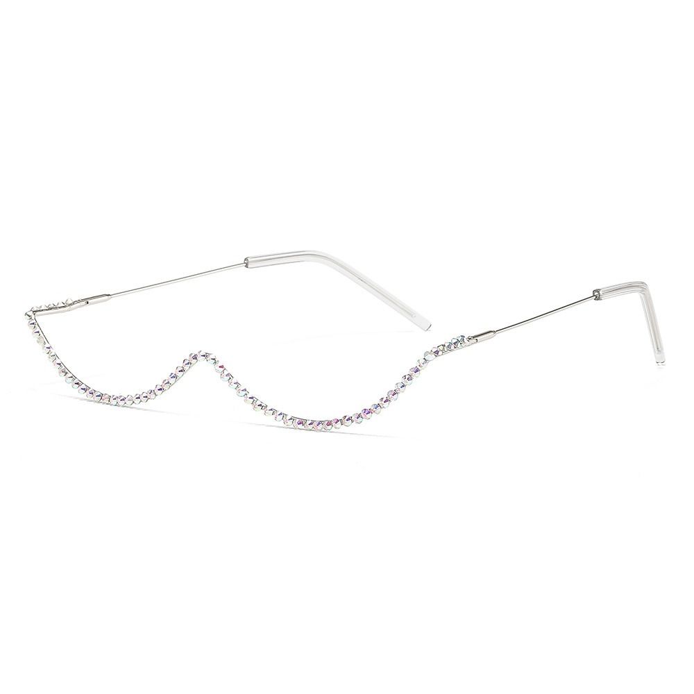 Rhinestone Fake Glasses Rhinestone Eyeglasses Frames Half Frame Glasses  Sunglasses Frames