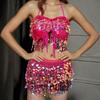 2 Pieces, Bra With Sequined Tassels, Fringed Top, Belly Dance Skirt, Carnival, Club, Costumes