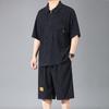 Плюс размер 4XL-10XL свободная рубашка поло летние шорты комплекты винтажная одежда мужской комплект из 2 предметов