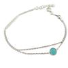 [Q8908] - Double Silver Bracelet 'Boho' Turquoise Silver (rhodium Plated) - 6 Mm