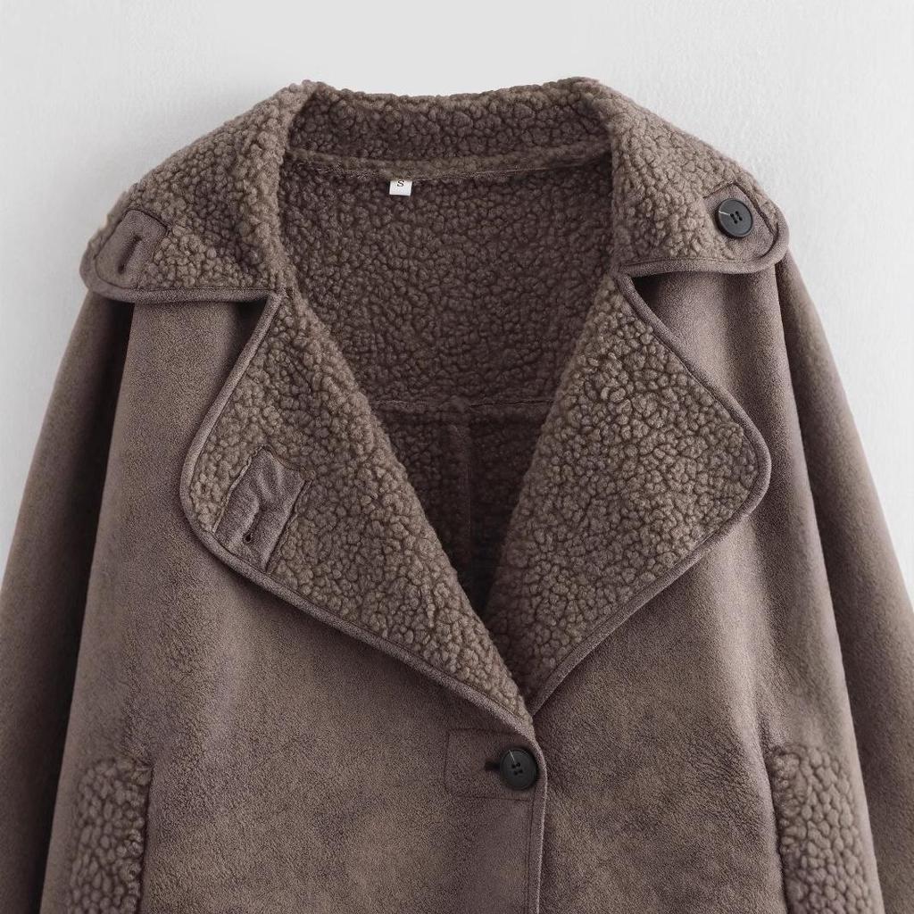 2024 Autumn Women's Double-Sided Jacket: European & American Fashion with Simple Hot Stamping