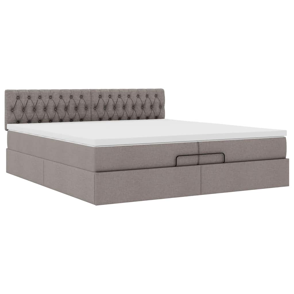 Ottoman Bed with Mattress Taupe 200x200 cm Fabric