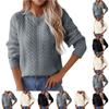 Women's Twisted Pullover Sweater Vintage Round Neck Long Sleeved Knit Sweater