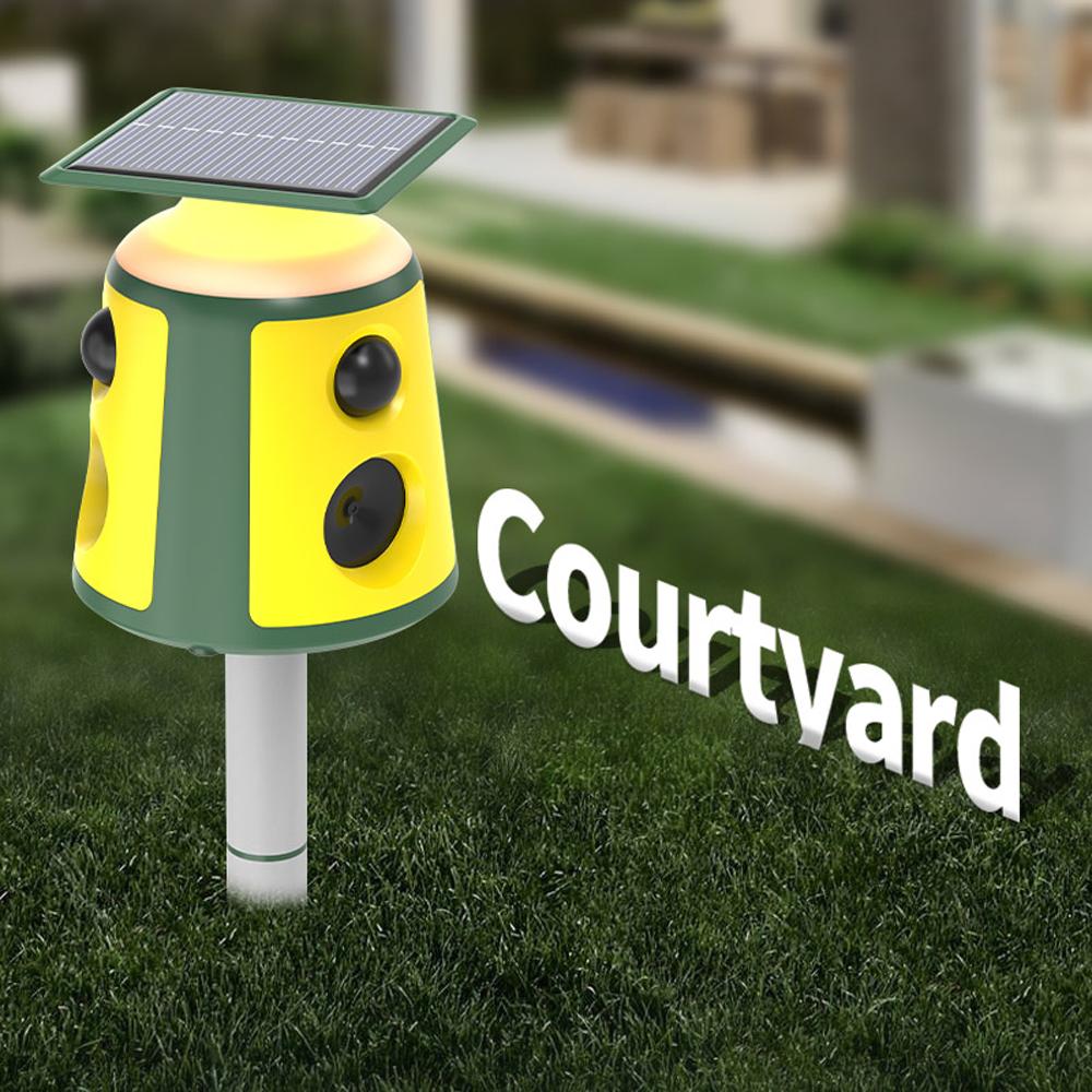 Solar Animal Repeller 360 Degrees  Ultrasonics Rodent Repellent Waterproof with PIR Sensor 5 Modes for