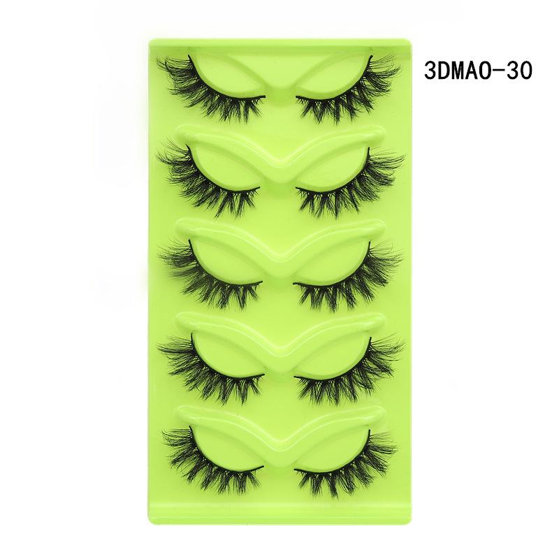 XF 5 Pairs Fox Eye Lashes 3D Silk Fluffy Faux Mink False Cat Eyelashes Custom Packaging Box with Private logo