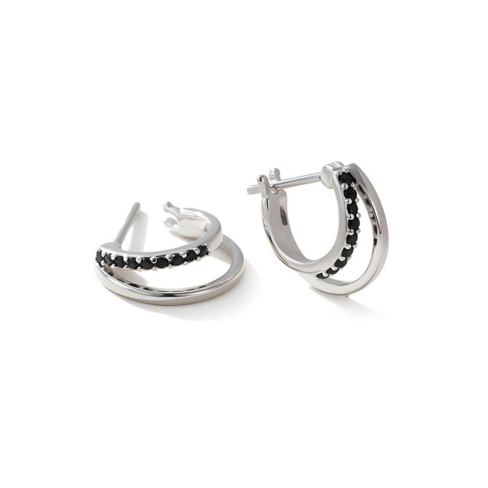 Серьги-кольца с кисточками и двухслойные серьги-кольца с черными камнями, элегантный минималистский дизайн, гипоаллергенные украшения для женщин,