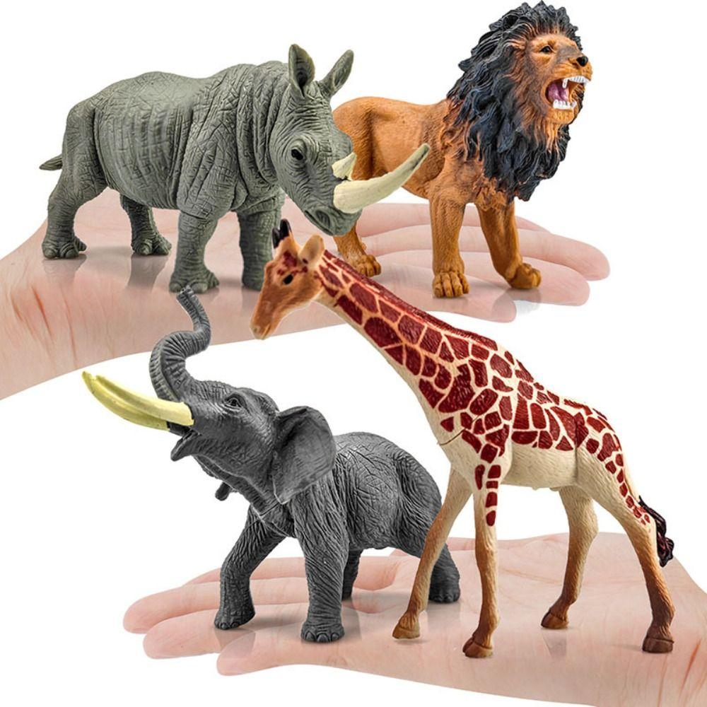 Panther Mini Elephant Model Rhinoceros Simulation Lion Model Toys Funny Realistic Tiger Toy Kids