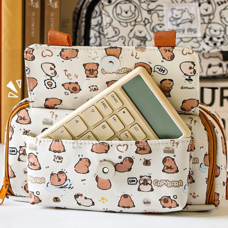 Пенал-капибара большой вместимости, пенал, сумка для ручек, пенал, сумка для ручек, сумка для карандашей, сумки для карандашей, зеленый пенал