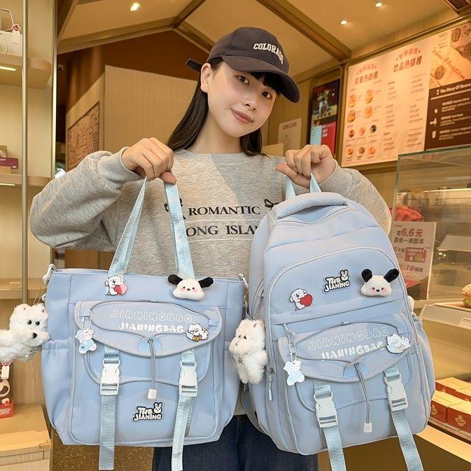 1pcs / 2 Pcs School Bags for Teenage Girls Red Alphabet Cute Gift Students Bookbag Letters Travel Waterproof Bagpack