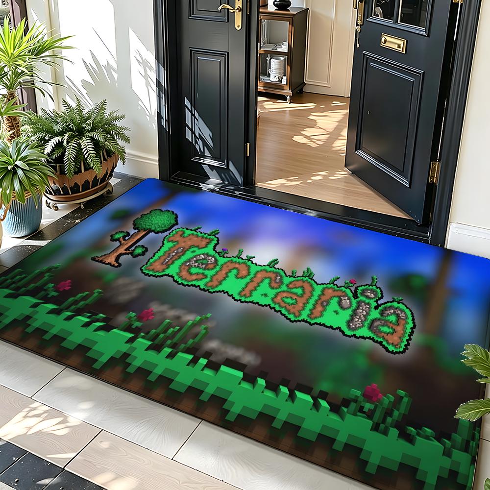 Игровой коврик для пола T-Terraria, мягкий фланелевый коврик для прихожей, нескользящий, впитывающий влагу, коврик для пола в ванную комнату, спальню
