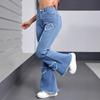 Джинсовые Расклешенные Брюки Женские С Дырками Джинсы Boot Cut Потертые Уличный Стиль Высокая Талия Эластичные Стиранные Винтажные Брюки Полной Длины