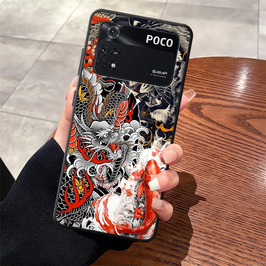 Чехол для телефона Funda для Xiaomi Poco F8 M5 X3 X4 X5 X7 Pro M3 M4 M7 Pro F3 C75 F1 C61 C71 C50 Сшивка Тигр Дракон