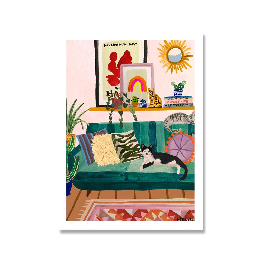 Scandinavian Travel Landscape Abstract Canvas Prints Pink House Moroccan Poster Wall Art Pictures Modern Living Room Home Decor