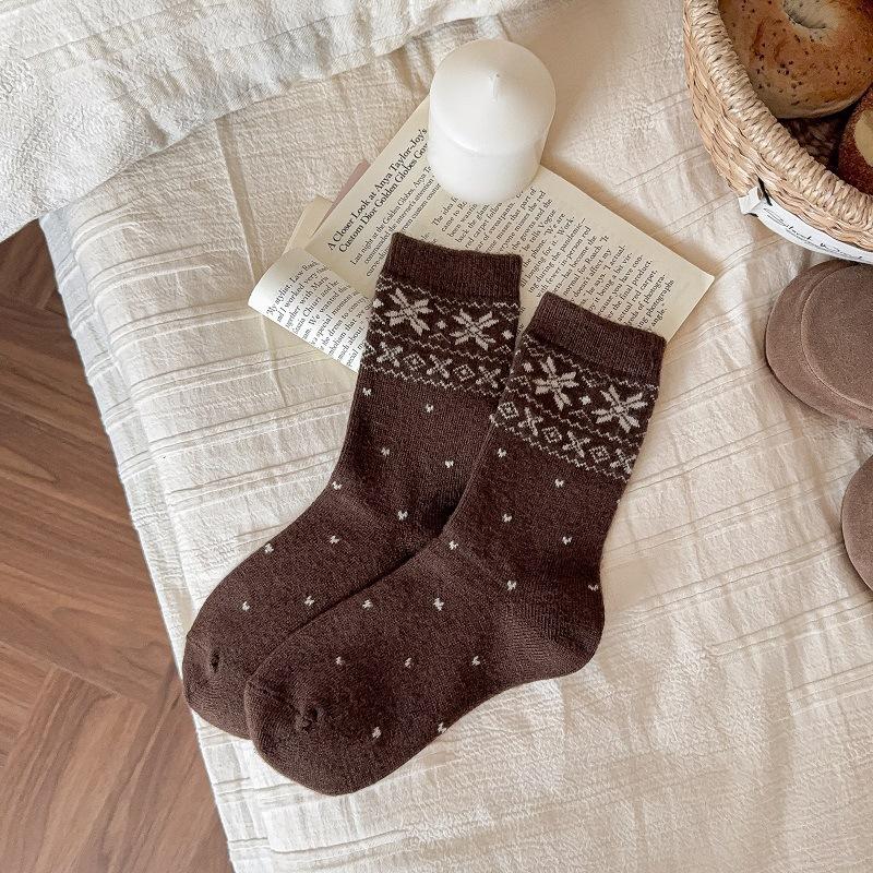 Утолщенные шерстяные зимние флисовые носки Носки Теплые чулки