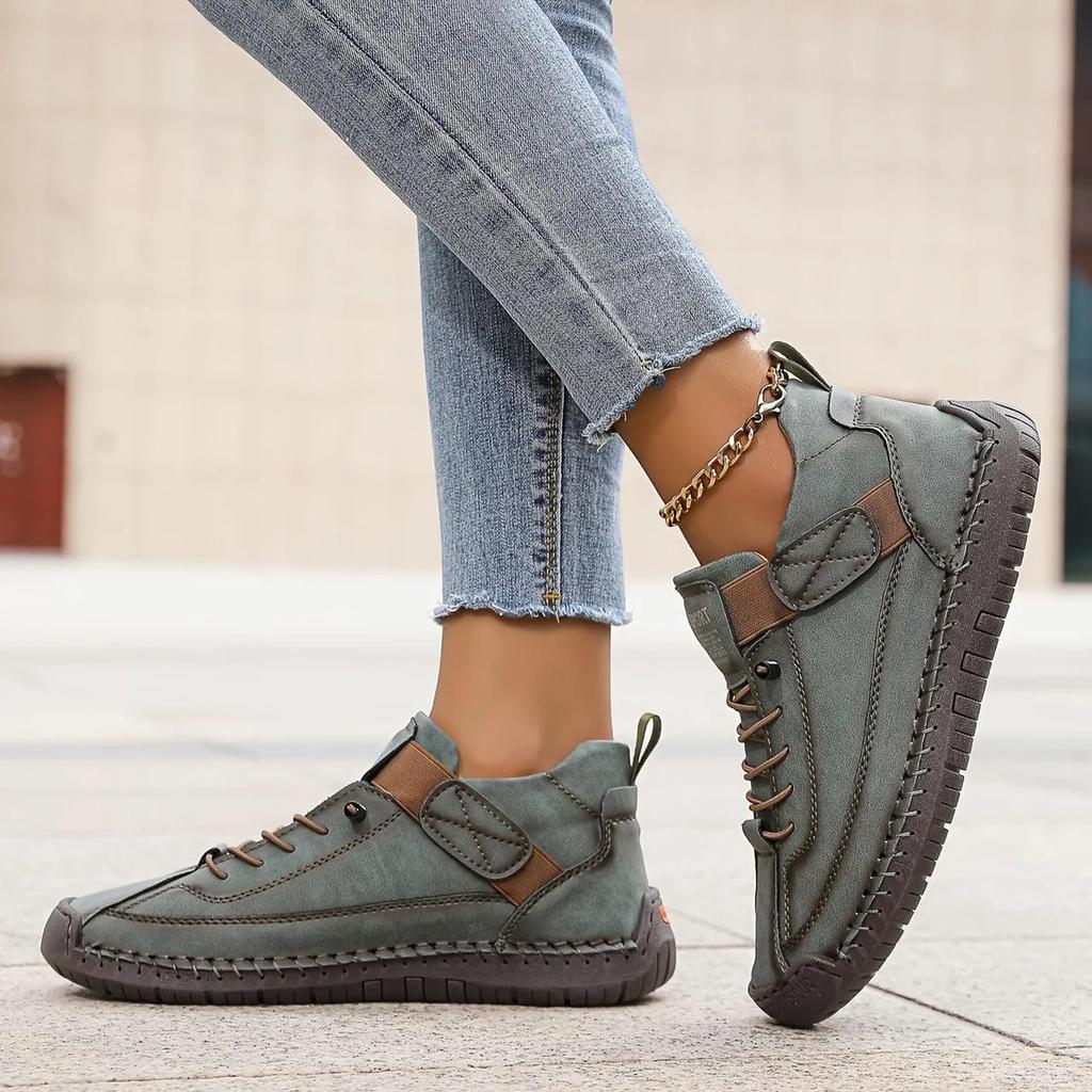 Women's Ankle Boots Soft Soles Comfortable All-matching Outdoor Shoes Mid Top for British Style Retro Anti Slip Workwear Shoes