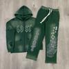 European and American tide brand hot diamond letter printing high street trend leisure street men's and women's leisure loose sweater trousers 