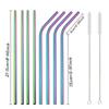 Multicolor 6mm Wide Drinking Straws Reusable Metal Straw Set Tea Juice Milk Straws With Cleaning Brush 304 Stainless Steel Straws