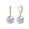 E453 12mm Light Gray Pearl Leverback Earrings