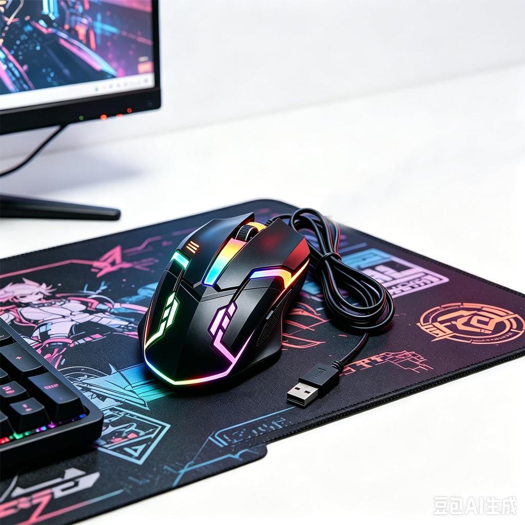 Подставка для игровой мыши, мыши для ноутбука, проводной мыши. Оснащен 7-цветной автоматически переключаемой подсветкой (эффект дыхания), Разрешение 1200 DPI, 3