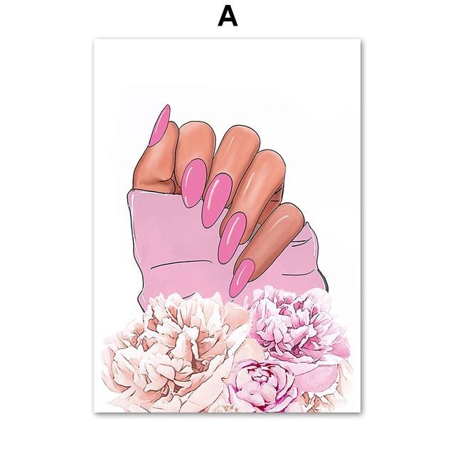 Ножницы для маникюрного салона, розовая настенная живопись на холсте, постеры и принты на скандинавскую тематику, настенные панели для комнаты, декор для салона красоты,