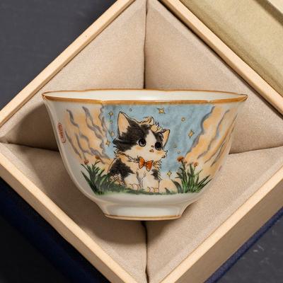 Милый узор с кошкой Чайная чашка Керамическая Фарфоровая Чайные чашки Чашка для эспрессо Кружка для кофе