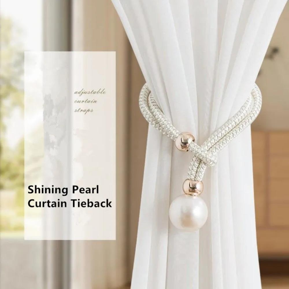 Adjustable Pearl Curtain Tieback High Quality Curtains Tie Rope Pearl Curtain Buckle Decoration