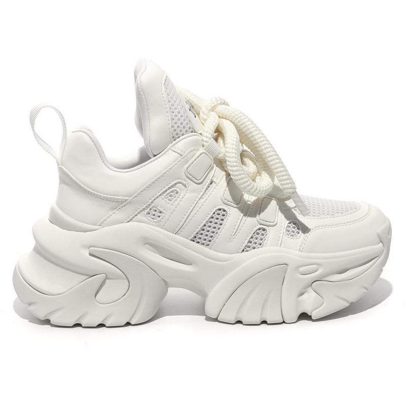 Кроссовки на толстой платформе, толстая подошва, дышащая женская повседневная обувь, на шнуровке, женская мода, весенняя обувь для прогулок на открытом воздухе 2024 г.