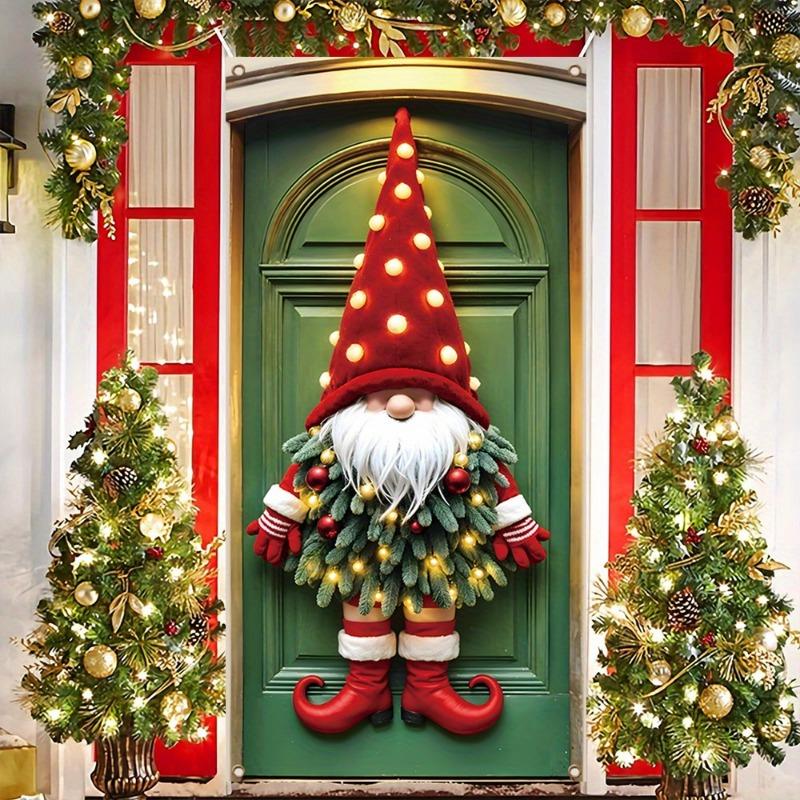 Hot Sale Christmas Door Cover Decoration Santa Claus New Year Xmas Background Decor Outdoor Photo Door Curtain Hanging Blanket