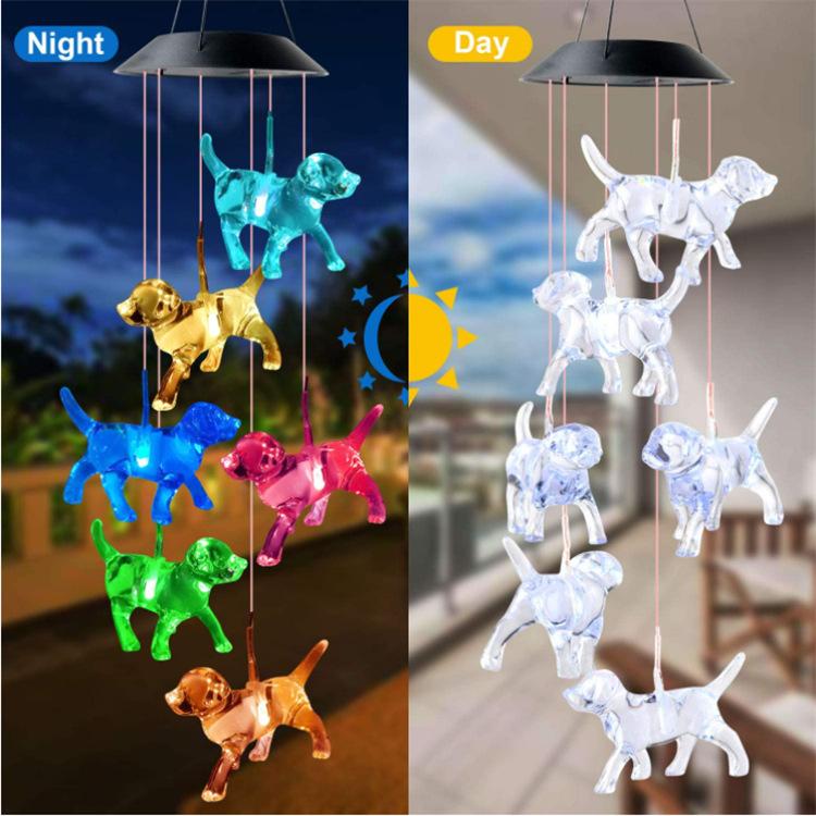 1PC Led Color Changing Solar Wind Chime Light Waterproof Outdoor Windchime Butterfly Hanging Lamp for Garden Decoration