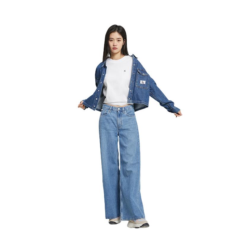 Calvin Klein Однотонная футболка с круглым вырезом и логотипом, женские топы, белые J218869-YAF