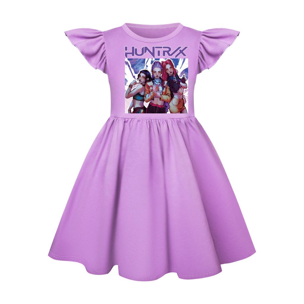 4804 Kids Girls Mira Zoey Rumi Printed Ruffle Short Sleeves Casual Dress