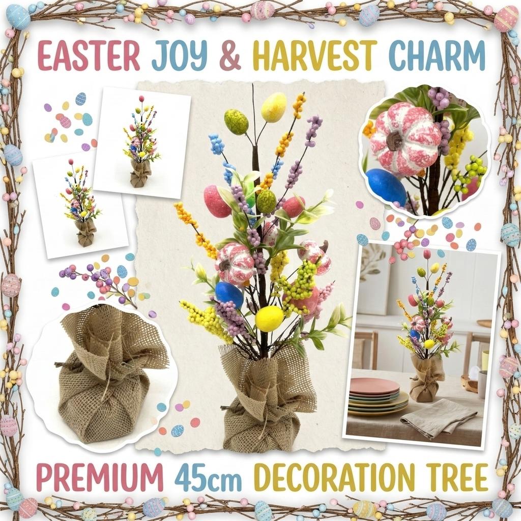 New Easter Decorations 45cm Easter Egg Pumpkin Tree Scene Tabletop Ornament